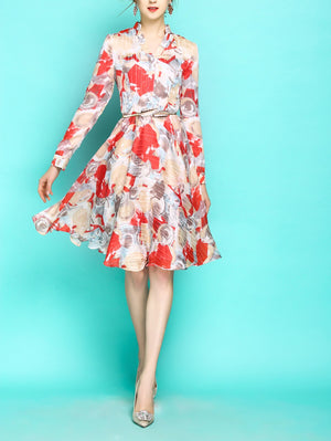 Women's Bright Silk Chiffon Dress - Virtual Blue Store