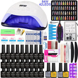 Nail Set 84W UV LED Lamp For Manicure 27/20/10 pcs Gel Nail Polish Set Soak Off Gel Varnish For Nail Art Set Dryer Machine Tools - Virtual Blue Store