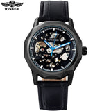 WINNER brand watches men mechanical skeleton wrist watches fashion casual automatic wind watch gold steel band relogio masculino - Virtual Blue Store
