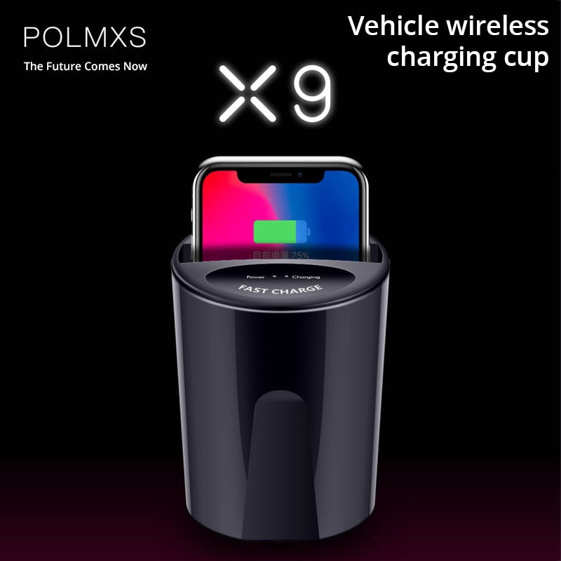 Bonola Fast Wireless Car Charger Cup for SamsungS10/S9/S8/Note10 10W Qi Wireless Charging Car Cup for iPhone11Pro/XsMax/Xr/8Plus - Virtual Blue Store
