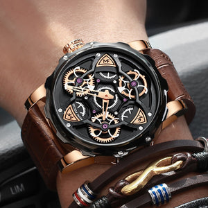 Luxury Brand Men Analog Leather Sports Watches Brown Men's Army Military Watch Male Quartz Clock Relogio Masculino 2020 waches - Virtual Blue Store