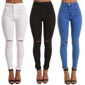 Plus Size Jeans Summer Hole Ripped Sexy Jeans Women Jeggings Cool Denim High Waist Skinny Jeans Pants Pencil Trousers #T1G - Virtual Blue Store