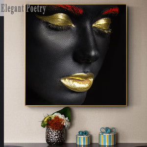 Contemplator Black African Nude Woman Oil Painting on Canvas Posters and Prints Scandinavian Wall Art Picture for living room - Virtual Blue Store
