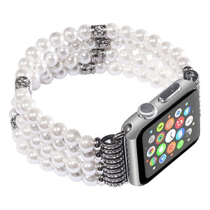 Strap for Apple Watch band 42mm 44mm 40mm 38mm Colorful Comfortable Handmade Pearl Band for Iwatch series SE/6/5/4/3/2/1 - Virtual Blue Store
