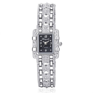 Women Watch Rectangle Dial Silver Stainless Steel Crystal Watches Fashion Quartz For Women ladies major relojes Hot Sale Relojes - Virtual Blue Store