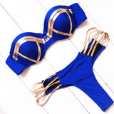 New Arrival Halter Sexy 2 Piece Suit V Neck Backless Summer Two Piece Bathing Sets Pink Beach Wear Suit - Virtual Blue Store