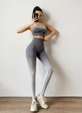 Sport Suit Woman Seamless Running Tracksuit Sportswear Gym Crop Top Gym Pant Fitness Clothes Workout Leggings Fitness Set - Virtual Blue Store