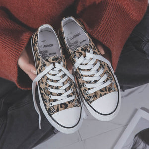 Ulzzang Leopard High-top Canvas Shoes Harajuku Sneakers Fashion New Lace-up Flat Shoes Women Classic Streetwear Wild Zapatos - Virtual Blue Store