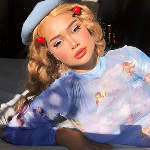 Sexy Women T Shirt See Through Transparent Mesh Tops Long Sleeve Sheer Slim Ladies Turtleneck T-Shirt New Arrival Women tshirt - Virtual Blue Store