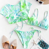 OMKAGI Swimwear Women Tie dye Bikini Set Bathing Suit Beachwear Push Up Swimming Swimwear Sexy Bandage Swimsuit Bikini 2020 - Virtual Blue Store
