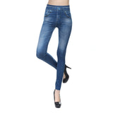 Slim Women Leggings Faux Denim Jeans Leggings Sexy Pocket Printing Fashion Fitness Leggings Casual High Waist Pencil Pants - Virtual Blue Store