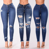 High Waist push up denim jeans Women Slim fit calca jeans ladies Ripped elastic skinny jeans Sexy Hole vintage boyfriend jeans - Virtual Blue Store