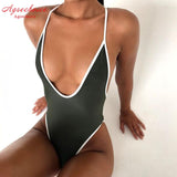 New Sexy One Piece Swimsuit Women Swimwear Thong Monokini Swimsuit High Cut Backless Bathing Suits Swimming Suit For Women - Virtual Blue Store