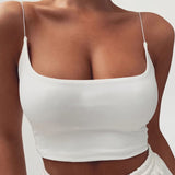 Womens Summer Camis Tanks Tops Sleeveless Cotton Bustier Unpadded Bandeau Bra Vest Crop Top Seamless Tees - Virtual Blue Store
