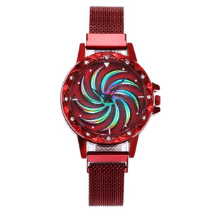360 Degree Rotation Women Mesh Magnet Buckle windmill Watch Luxury Fashion Ladies Gold watches Quartz Watch Relogio Feminino - Virtual Blue Store