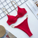 New high cut thong bathing suit high waist swimsuit Solid swimwear women Brazilian Biquini swim beach micro bikini - Virtual Blue Store