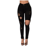 Women Fashion Ripped Jeans High Waist Big Hole Elastic Long Pencil Pants Tight Trousers Jeans Pantalones Vaqueros Mujer#25 - Virtual Blue Store