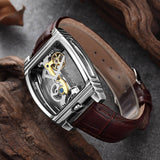 Transparent Automatic Mechanical Watch Men Steampunk Skeleton Luxury Gear Self Winding Leather Men's Clock Watches montre homme - Virtual Blue Store