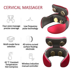 Smart Electric Neck and Shoulder Massager Pain Relief Tool Health Care Relaxation Cervical 4D Magnetic Therapy Massage Machine - Virtual Blue Store