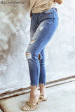 Fashion Hole Ripped Jeans Women vintage Destroyed Cool Denim High waist Straight Jeans Pants Autumn Slim Jeans Trousers - Virtual Blue Store