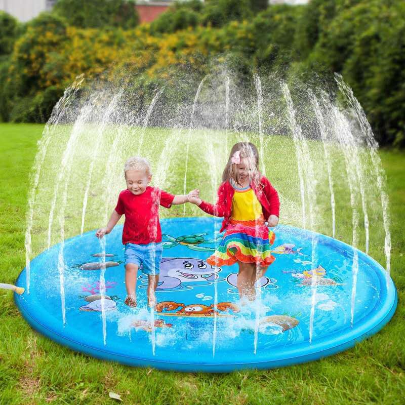 Kids Inflatable Water spray pad Round Water Splash Play Pool Playing Sprinkler Mat Yard Outdoor Fun PVC Swimming Pools - Virtual Blue Store