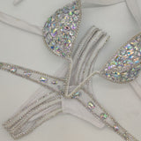 Venus vacation V collar rhinestone swimwear daimond bikini set push up swimsuit bling stones bathing suit