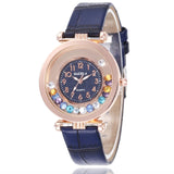 Fashion Women Watch Luxury High Quality Ladies Wrist Watches Leather Band Quartz Clock Female Round Watches Crystal Dial Gifts - Virtual Blue Store