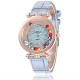 Fashion Women Watch Luxury High Quality Ladies Wrist Watches Leather Band Quartz Clock Female Round Watches Crystal Dial Gifts - Virtual Blue Store