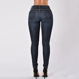High Waist Straight jeans Fashion Women High Waist Elastic Skinny Jeans Washed Denim Cowboy Long Pencil Pants - Virtual Blue Store