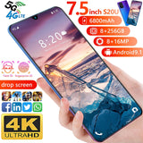 7.5 inch Galay S20 network  8GB RAM 256GB ROM Octa Core 4 Camera Snapdragon 855 smart phone With phone case