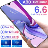 New A90 10-core 8 + 256G Dual Card Dual Standby 6.6-inch Full-screen Ultrabook Mobile Phone 4G Network - Virtual Blue Store