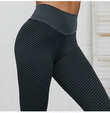 CHRLEISURE Grid Tights Yoga Pants Women Seamless High Waist Leggings Breathable Gym Fitness Push Up Clothing Girl Yoga Pant - Virtual Blue Store