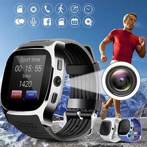 HOT SALE T8 Bluetooth Smart Watch With Camera Support SIM TF Card Pedometer Men Women Call Sport Smartwatch For Android Phone - Virtual Blue Store
