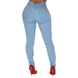 Autumn High Waist Jeans Women  Mouth Printed Denim Pants Female Casual Skinny Jeans With Pockets pantalones Streetwear D30 - Virtual Blue Store