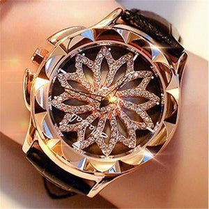 Watch Women Rhinestone Watches Ladies Watch Leather Big Dial Bracelet Women Wrist Watch  Crystal Relogio Feminino Clock - Virtual Blue Store