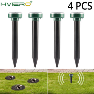 4pcs Solar Powered Ultrasonic Sonic Mouse Mole Pest Rodent Repeller Repellent Yard LED Light Repeller Outdoor Lamp Yard Garden - Virtual Blue Store
