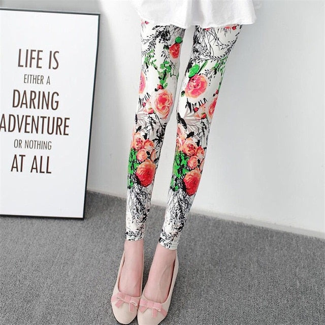 CUHAKCI Sexy Patch Print Legging Pencil Pants Female Fitness
