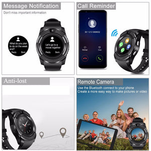 Smart Watch Men Bluetooth Sport Watches Women Ladies Rel Gio Smartwatch with Camera Sim Card Slot Android Phone PK DZ09 Y1 A1 - Virtual Blue Store