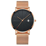 Complete Calendar Ultra Thin Men's Watch Stainless Steel Mesh Band Quartz Wrist Watches Men Clock Simple Design Fashion relogios - Virtual Blue Store