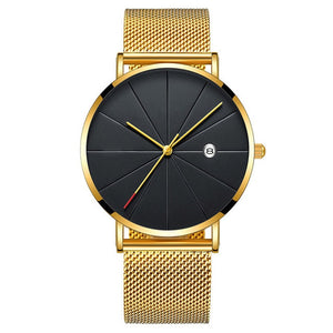 Complete Calendar Ultra Thin Men's Watch Stainless Steel Mesh Band Quartz Wrist Watches Men Clock Simple Design Fashion relogios - Virtual Blue Store