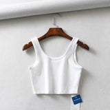 sexy women summer crop tops sleeveless short cotton u collar knitted bar - Virtual Blue Store