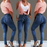 Women Stretch Ripped Distressed Skinny High Waist Denim Pants Shredded Jeans Trousers Slim Jeggings Laides Spring Autumn Wear - Virtual Blue Store