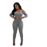 Women Knitted Lounge Wear Sets 2pcs Crop Top  Suit Ladies  Tracksuit Set Autumn Casual Streetwear Clubwear - Virtual Blue Store