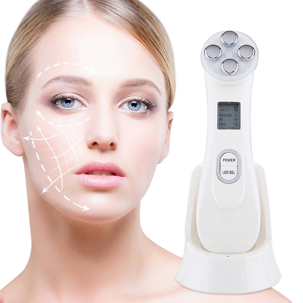 5 in 1 Face Massager LED Skin Tightening Mesotherapy Facial Skin Care Face Skin Rejuvenation Remover Wrinkle - Virtual Blue Store
