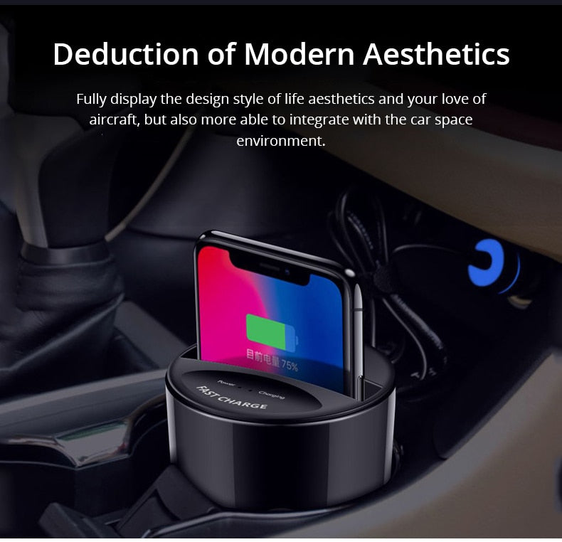 Bonola Fast Wireless Car Charger Cup for SamsungS10/S9/S8/Note10 10W Qi Wireless Charging Car Cup for iPhone11Pro/XsMax/Xr/8Plus - Virtual Blue Store