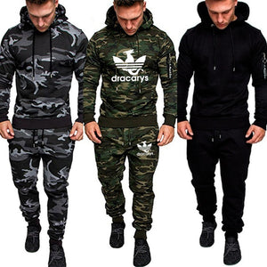 Casual Joggers Mens Tracksuits 2 Pieces Sets Autumn Hooded+Pants Camouflage Suit Gym Zipper Sportswear Sweat Suits Men's Clothes - Virtual Blue Store