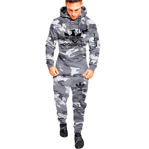 Casual Joggers Mens Tracksuits 2 Pieces Sets Autumn Hooded+Pants Camouflage Suit Gym Zipper Sportswear Sweat Suits Men's Clothes - Virtual Blue Store