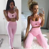 Sleeveless Bodycon Pink Tracksuit Set 2Pcs Women Casual Homewear Crop Top Tank + Pants Suit - Virtual Blue Store