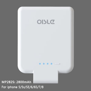 OISLE Battery Charger Case Mini Slim Power Bank For iPhone 12 11 X XS 6 6s 7 8 Plus External Backup Battery Case For iPhone 5 SE - Virtual Blue Store