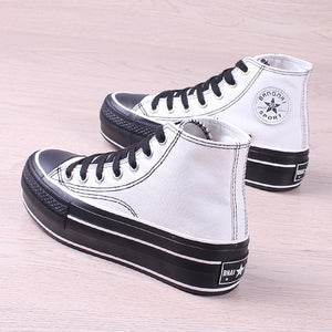Fashion Women Canvas Shoes Trend Platform Shoes New Comfortable Breathable High Quality Thick Bottom Vulcanized Shoes Women - Virtual Blue Store